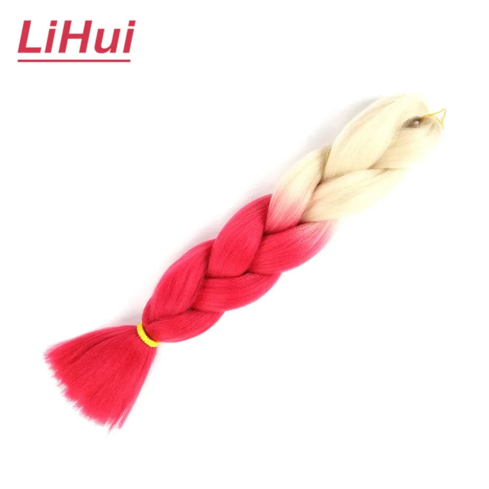 24 Inches Synthetic Braiding Hair Jumbo BraidOmbre Jumbo Hair Extension For Women DIY Hair Braids Purple Pink  Yellow Gray Lihu