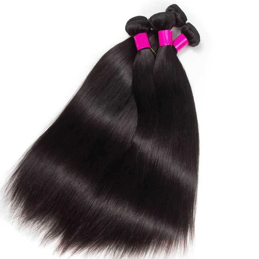 100% Remy Straight Human Hair Bundles 1/3/4 PCS Natural Black Brazilian Hair Weave Bundles 14-30 Inch Human Hair Extensions