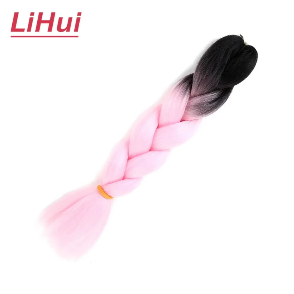 24 Inches Synthetic Braiding Hair Jumbo BraidOmbre Jumbo Hair Extension For Women DIY Hair Braids Purple Pink  Yellow Gray Lihu