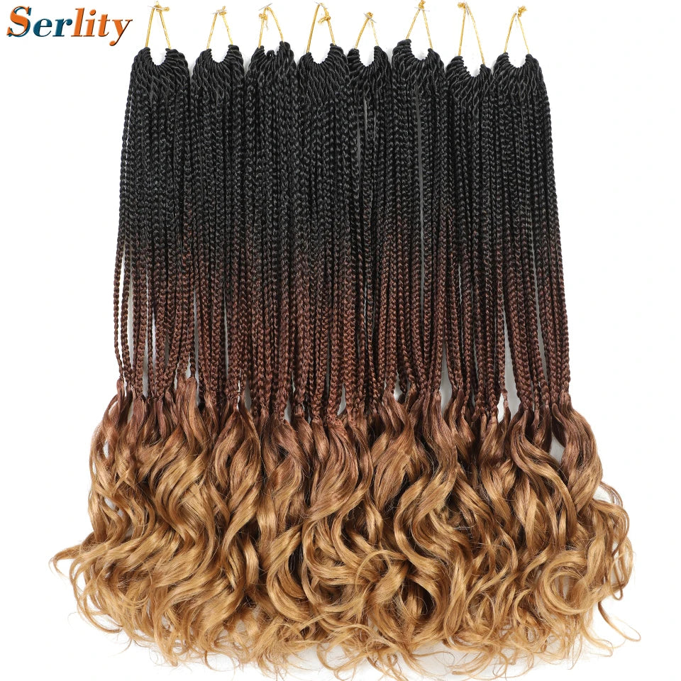 18 24 Inch French Curl Crochet Braids Pre Looped Blonde P27/613 33 Box Braids Crochet Hair Synthetic French Curls Braiding Hair