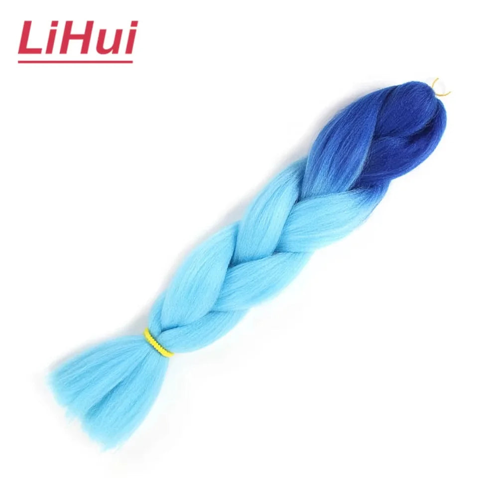 24 Inches Synthetic Braiding Hair Jumbo BraidOmbre Jumbo Hair Extension For Women DIY Hair Braids Purple Pink  Yellow Gray Lihu