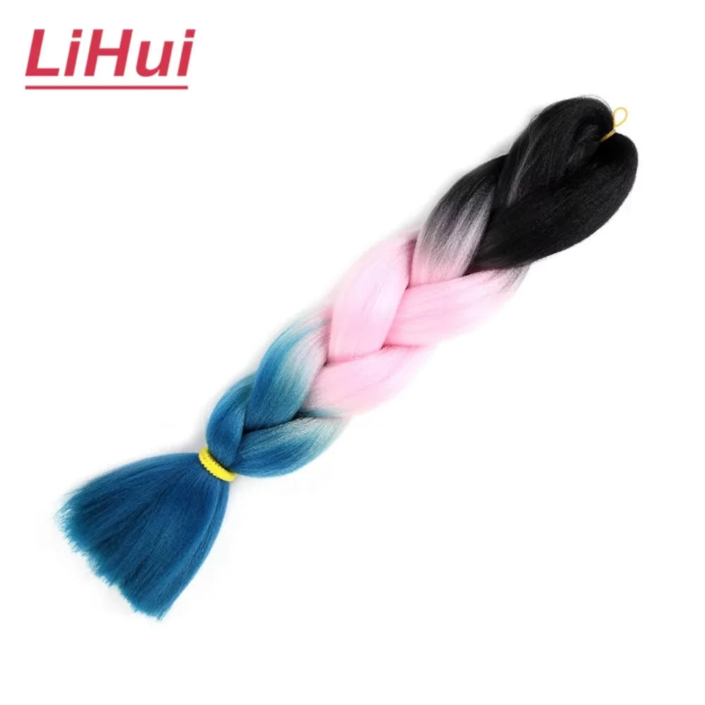 24 Inches Synthetic Braiding Hair Jumbo BraidOmbre Jumbo Hair Extension For Women DIY Hair Braids Purple Pink  Yellow Gray Lihu