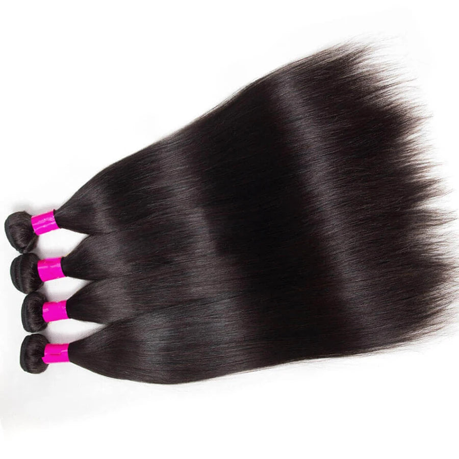 100% Remy Straight Human Hair Bundles 1/3/4 PCS Natural Black Brazilian Hair Weave Bundles 14-30 Inch Human Hair Extensions