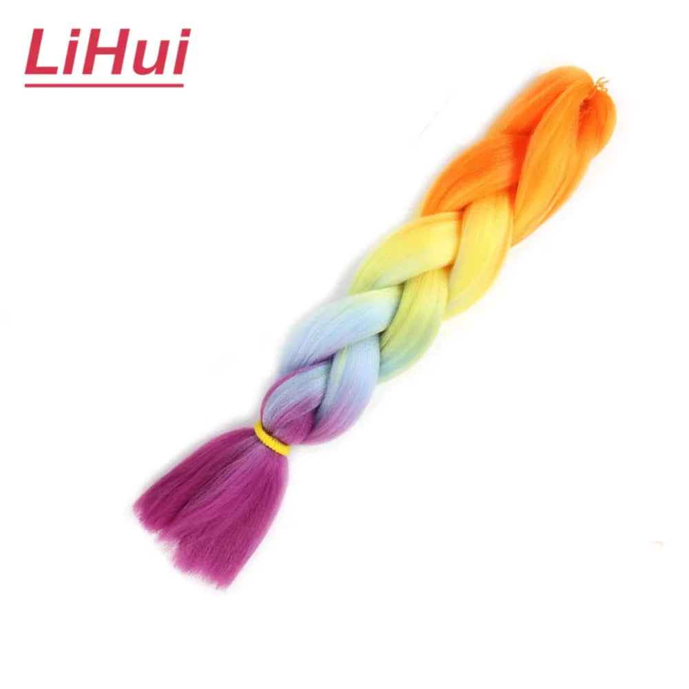 24 Inches Synthetic Braiding Hair Jumbo BraidOmbre Jumbo Hair Extension For Women DIY Hair Braids Purple Pink  Yellow Gray Lihu