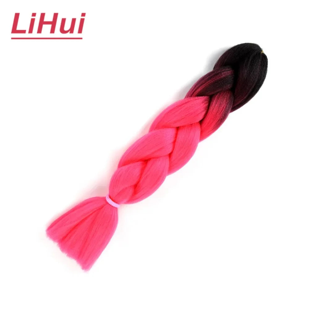 24 Inches Synthetic Braiding Hair Jumbo BraidOmbre Jumbo Hair Extension For Women DIY Hair Braids Purple Pink  Yellow Gray Lihu