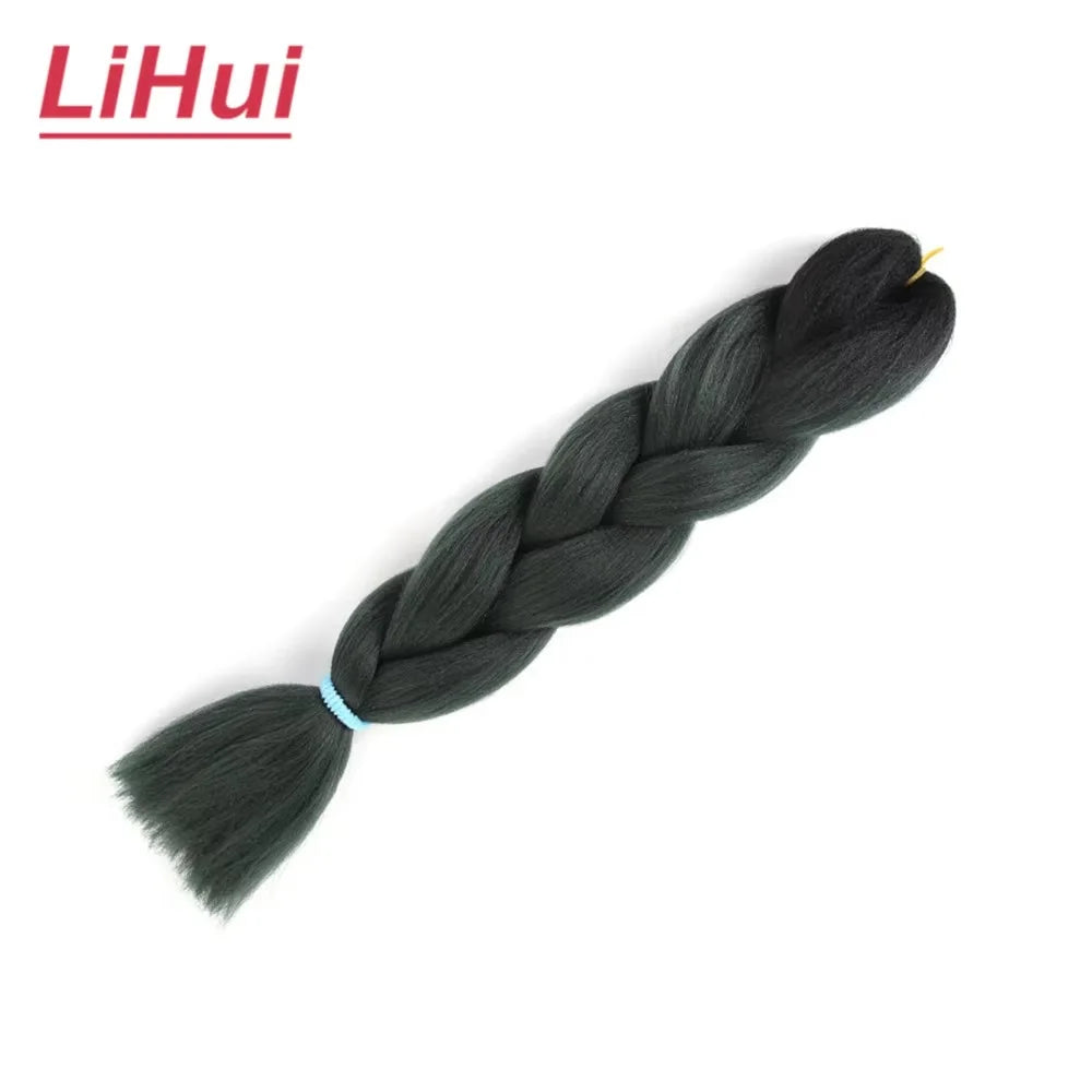 24 Inches Synthetic Braiding Hair Jumbo BraidOmbre Jumbo Hair Extension For Women DIY Hair Braids Purple Pink  Yellow Gray Lihu