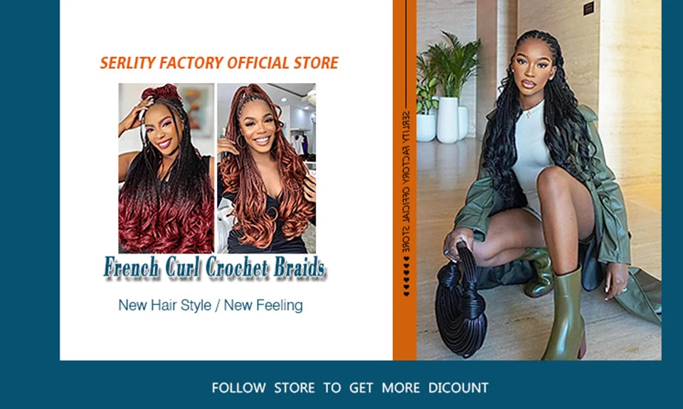 18 24 Inch French Curl Crochet Braids Pre Looped Blonde P27/613 33 Box Braids Crochet Hair Synthetic French Curls Braiding Hair