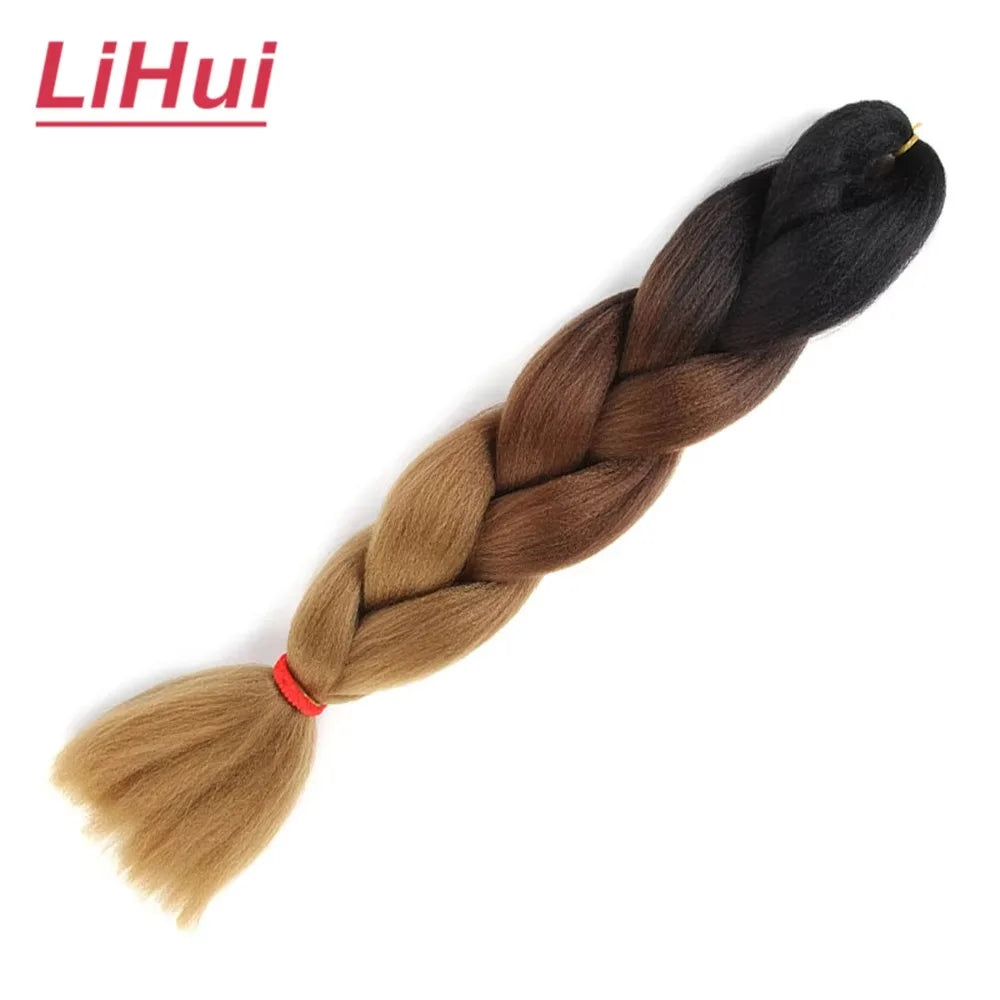 24 Inches Synthetic Braiding Hair Jumbo BraidOmbre Jumbo Hair Extension For Women DIY Hair Braids Purple Pink  Yellow Gray Lihu