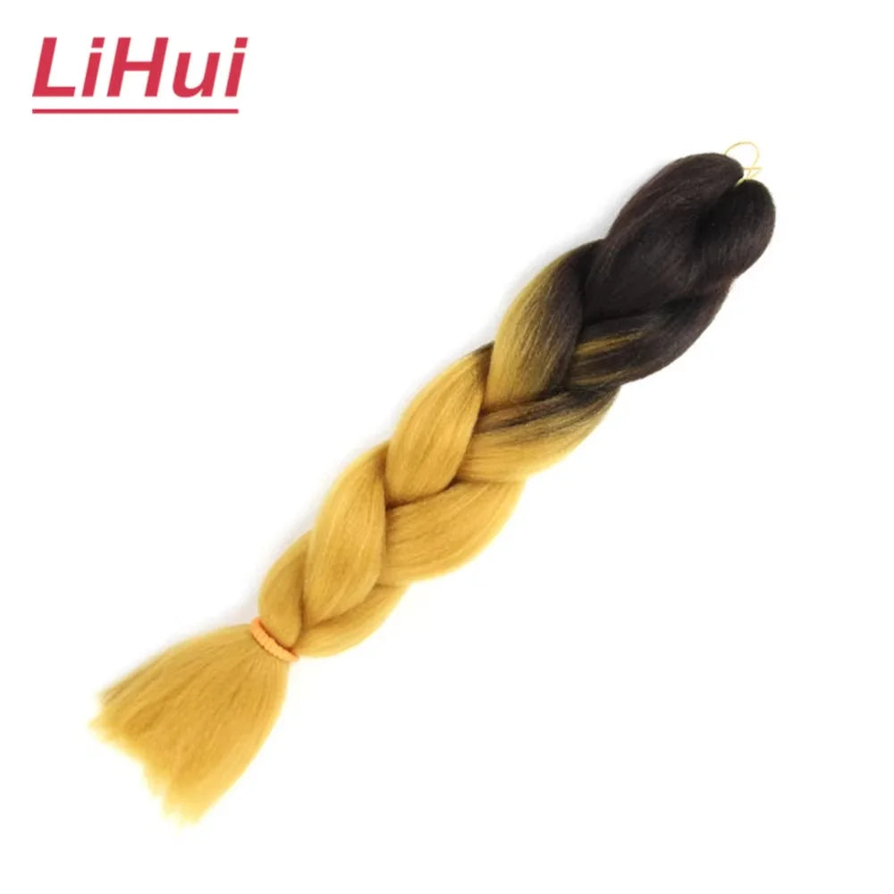 24 Inches Synthetic Braiding Hair Jumbo BraidOmbre Jumbo Hair Extension For Women DIY Hair Braids Purple Pink  Yellow Gray Lihu