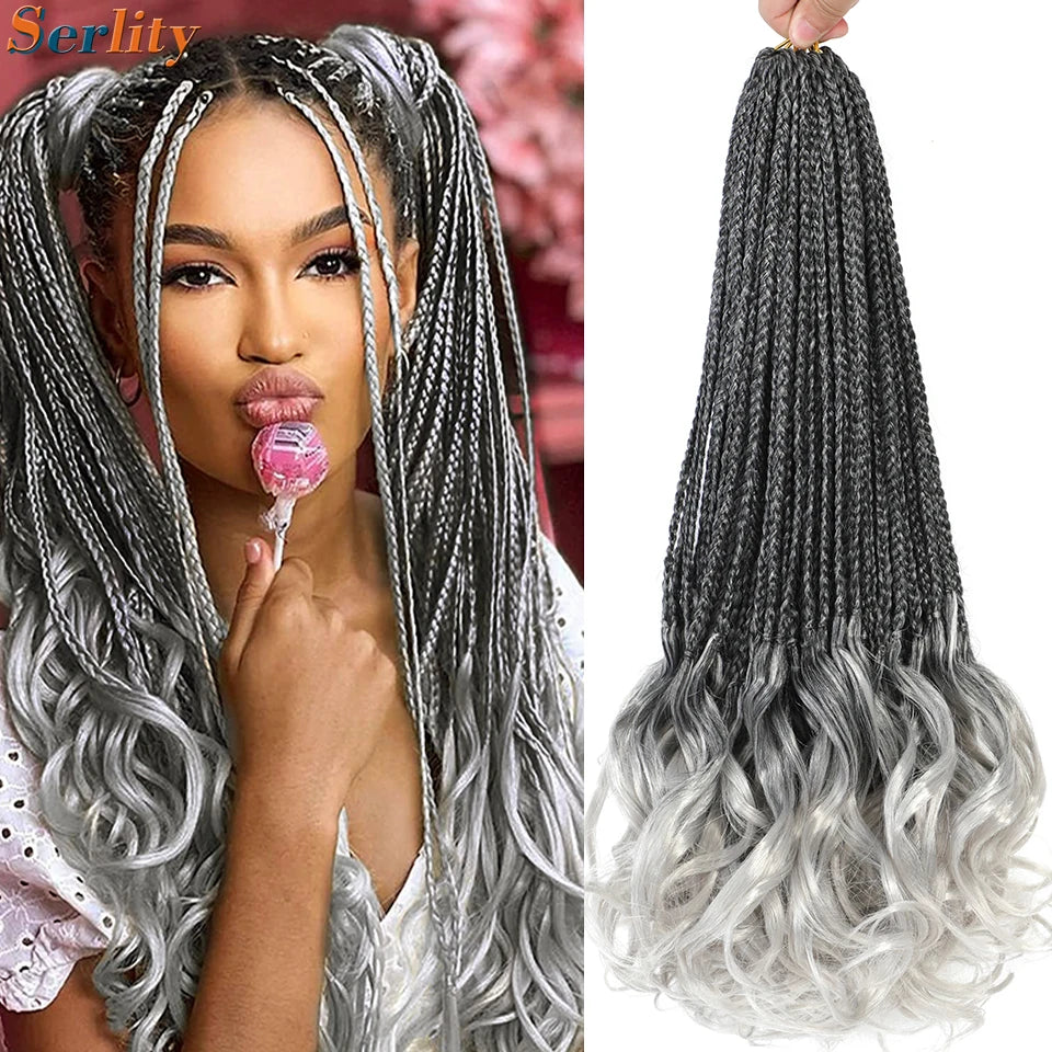 18 24 Inch French Curl Crochet Braids Pre Looped Blonde P27/613 33 Box Braids Crochet Hair Synthetic French Curls Braiding Hair