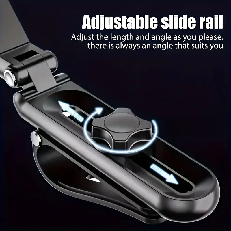 Durable 1080° Rotatable Sun Visor 1pc Car Phone Holder - Adjustable ABS Material Mount for Bedroom, Kitchen, and Vehicle Use