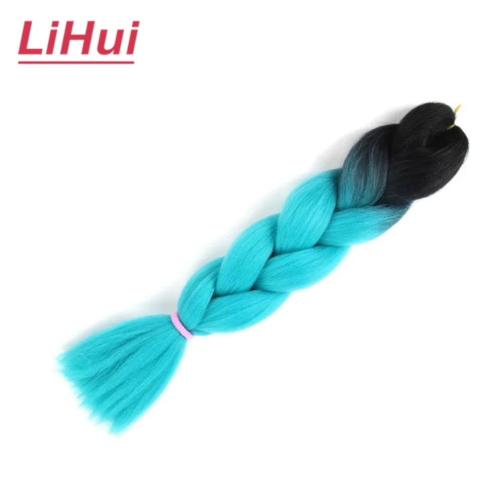 24 Inches Synthetic Braiding Hair Jumbo BraidOmbre Jumbo Hair Extension For Women DIY Hair Braids Purple Pink  Yellow Gray Lihu