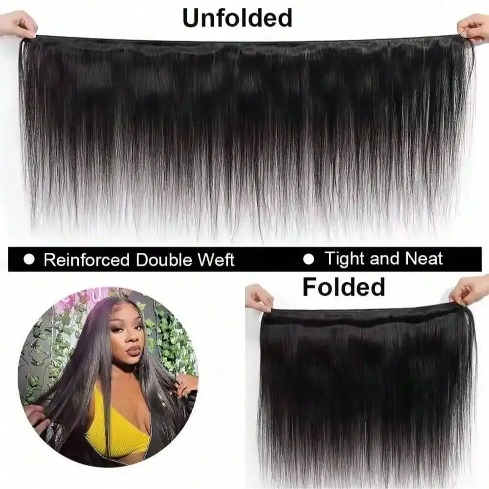 12A Bone Straight Human Hair Bundles 100% Unprocessed Brazilian Virgin Hair 32 Inch Raw Hair Double Bundles Weave Extensions