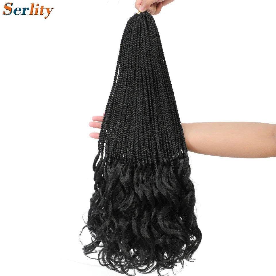 18 24 Inch French Curl Crochet Braids Pre Looped Blonde P27/613 33 Box Braids Crochet Hair Synthetic French Curls Braiding Hair