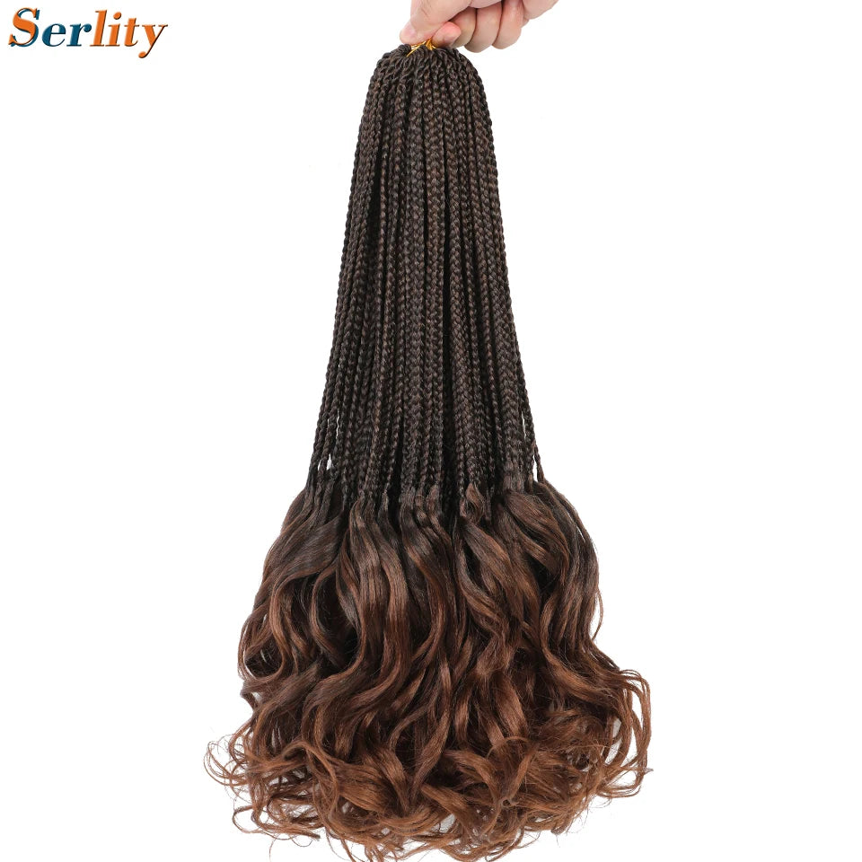 18 24 Inch French Curl Crochet Braids Pre Looped Blonde P27/613 33 Box Braids Crochet Hair Synthetic French Curls Braiding Hair
