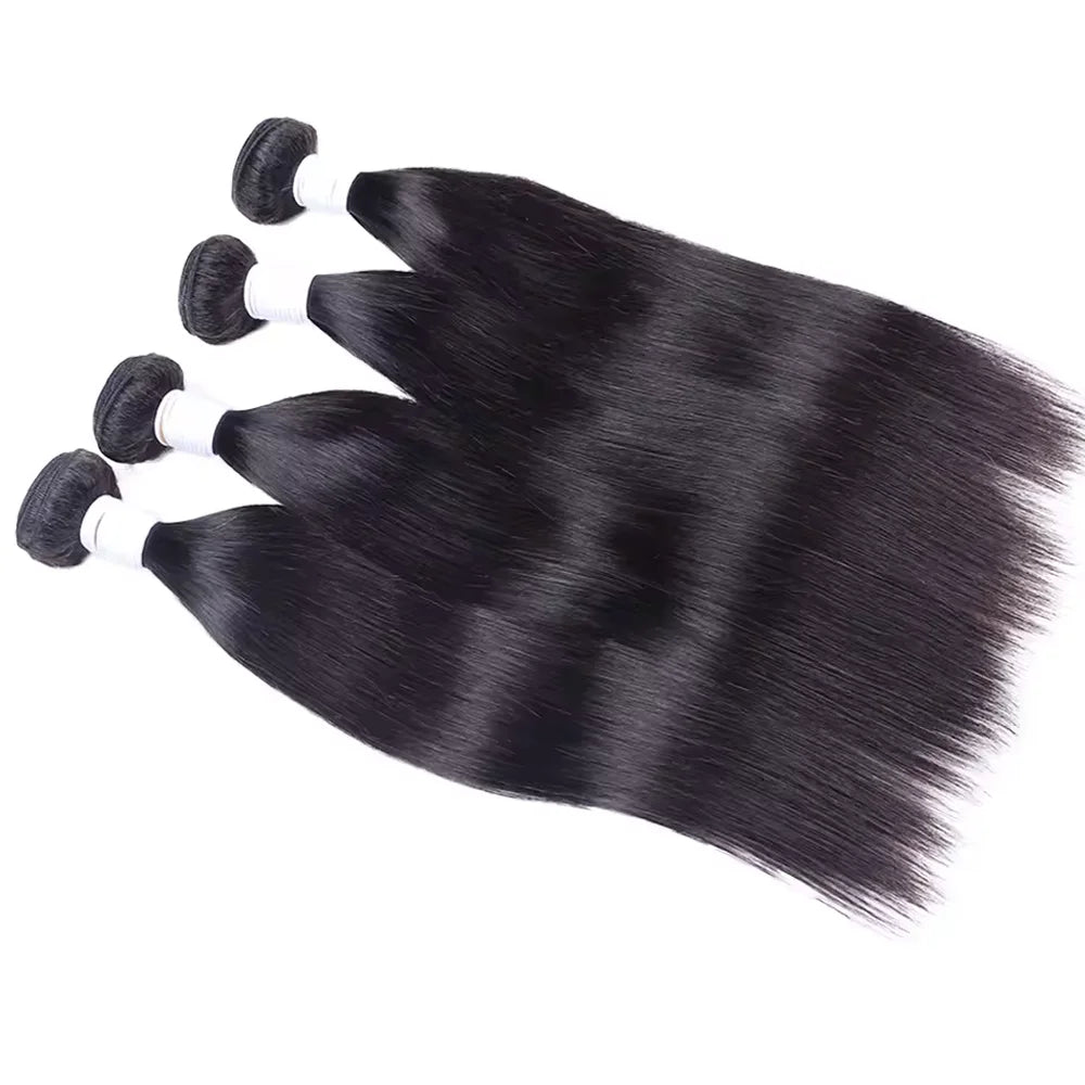 Straight Bundles Human Hair Brazilian Human Hair Bundles Remy Extensions 1/3/4 Bundle Deal Weave Double Weft Hair Weaving