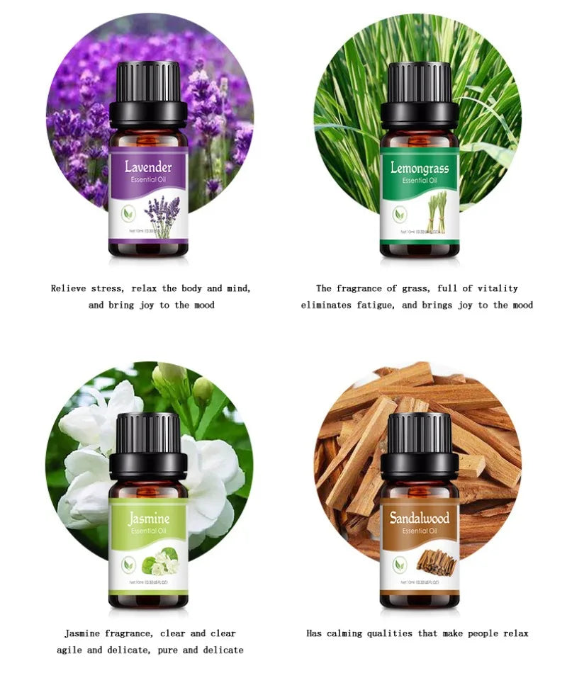 12 Flavors Essential Oils for Aroma Diffuser Air Humidifier Home Water-soluble 10ml Air Freshener Scents Fragrance Oil Perfume