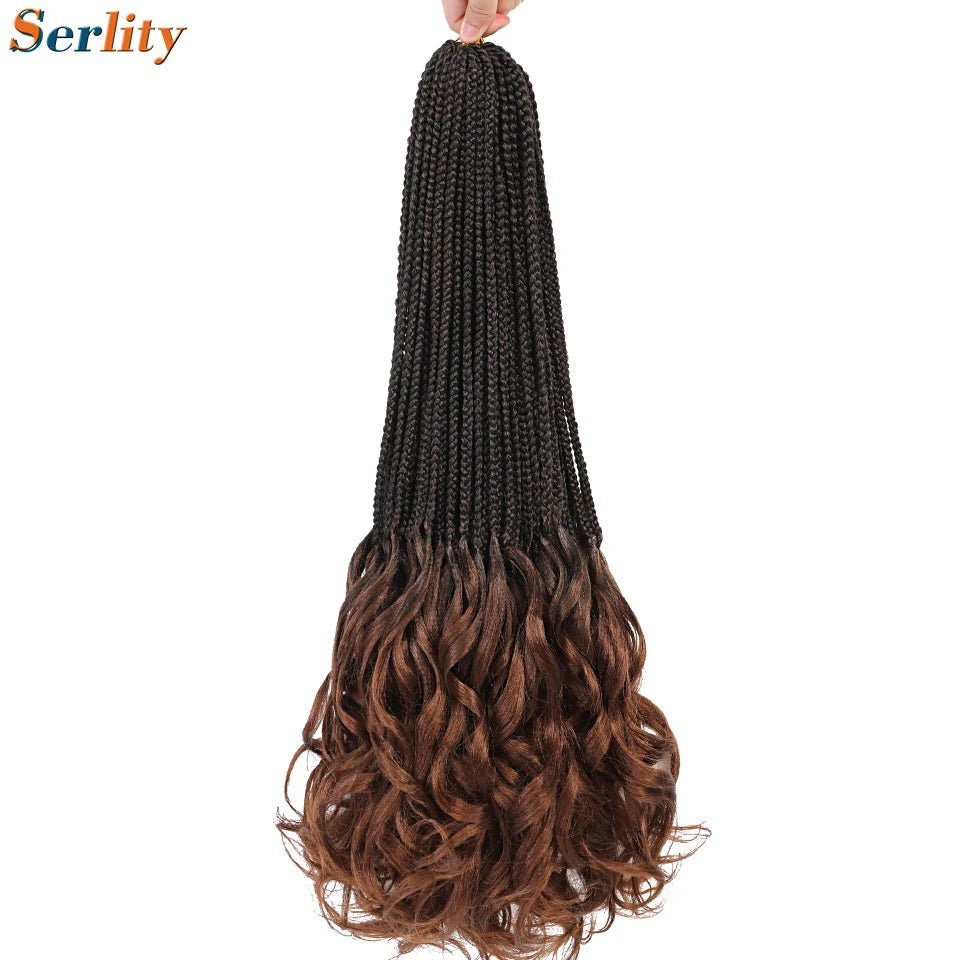 18 24 Inch French Curl Crochet Braids Pre Looped Blonde P27/613 33 Box Braids Crochet Hair Synthetic French Curls Braiding Hair