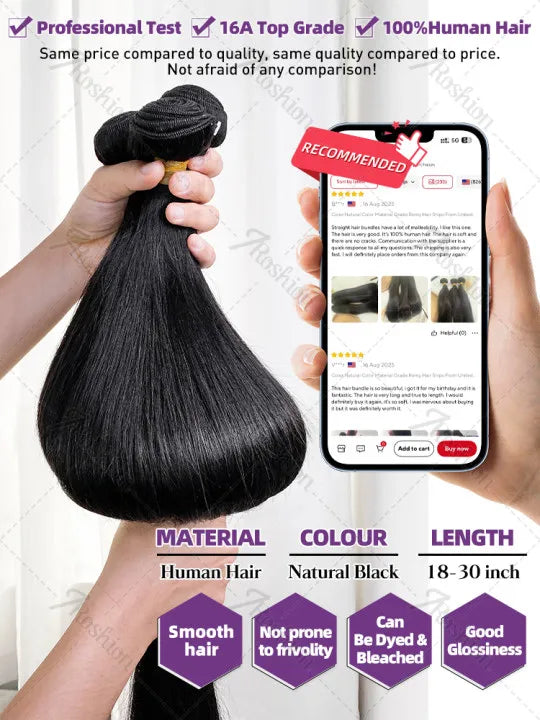 Brazilian 30 34 Inch Raw Virgin Unprocessed Remy Human Hair Extensions Bone Straight  3 4 Bundles Double Weft Bulk Braiding Hair