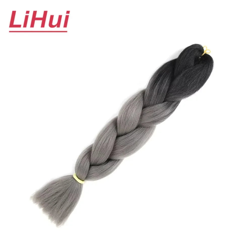 24 Inches Synthetic Braiding Hair Jumbo BraidOmbre Jumbo Hair Extension For Women DIY Hair Braids Purple Pink  Yellow Gray Lihu