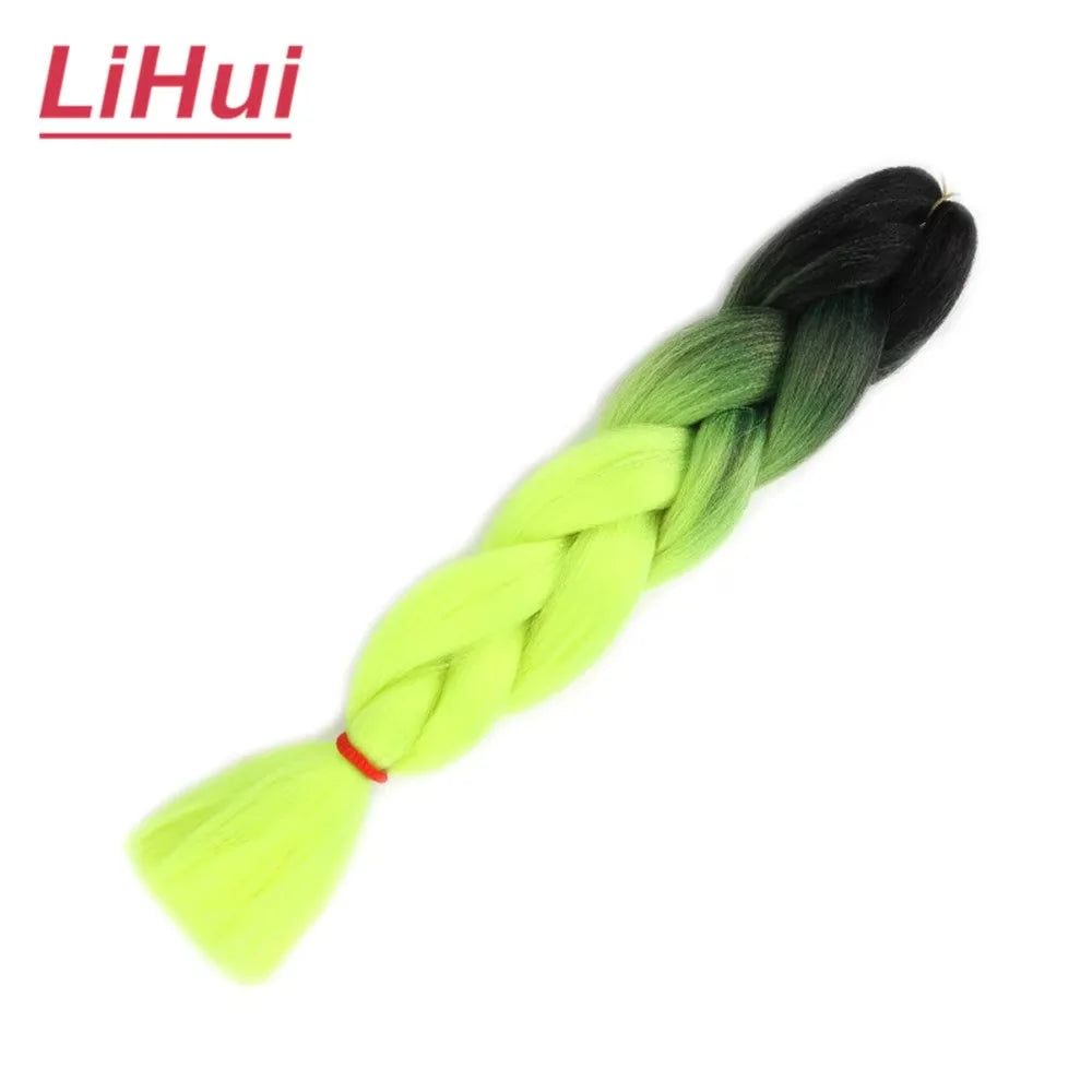 24 Inches Synthetic Braiding Hair Jumbo BraidOmbre Jumbo Hair Extension For Women DIY Hair Braids Purple Pink  Yellow Gray Lihu