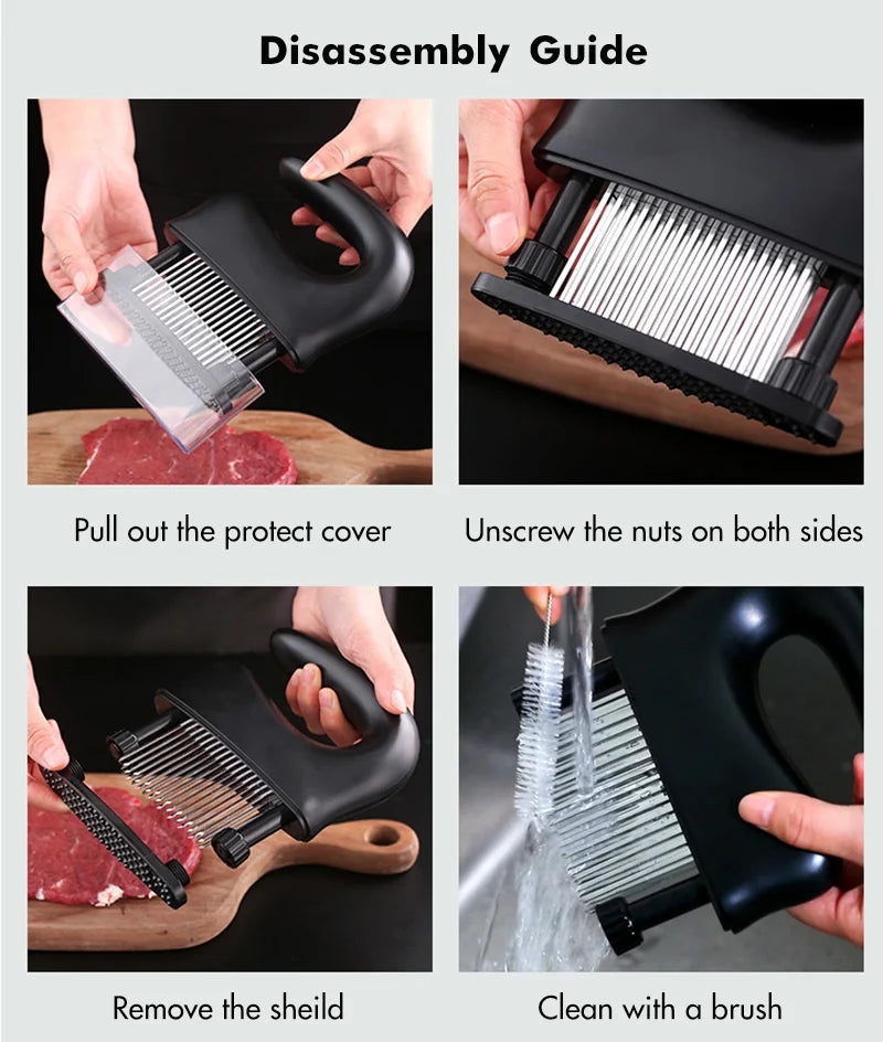 Meat Tenderizer with 48 Ultra Sharp Blades, Tenderizer for Steak, Beef, Fish & Poultry - Easy to Use & Clean