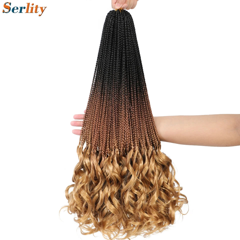 18 24 Inch French Curl Crochet Braids Pre Looped Blonde P27/613 33 Box Braids Crochet Hair Synthetic French Curls Braiding Hair