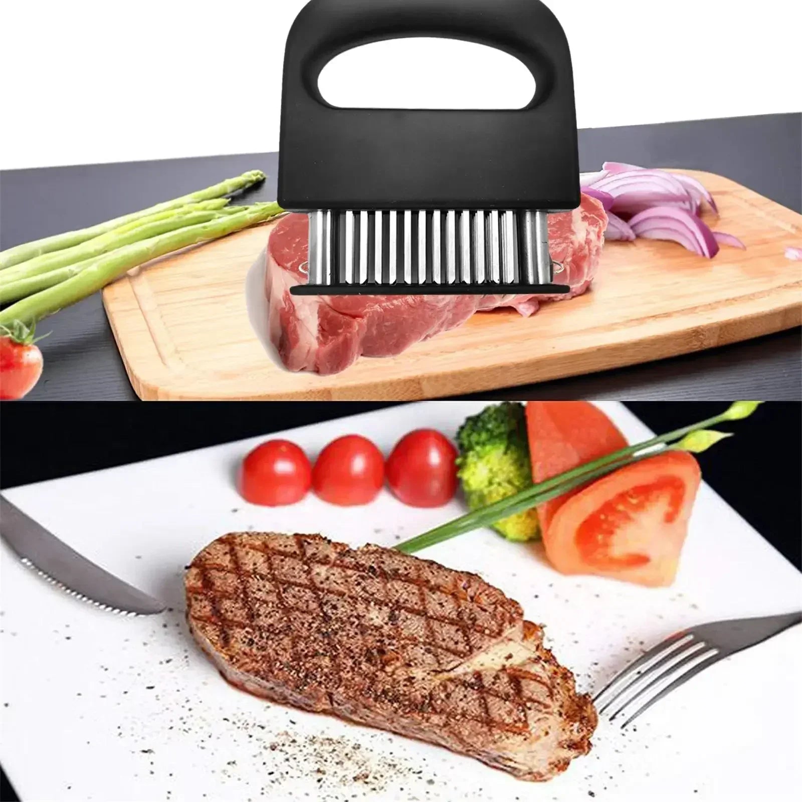 Meat Tenderizer with 48 Stainless Steel Ultra Sharp Needle Blades for Tenderizing Beef Pork Turkey Fish Kitchen Cooking Tools