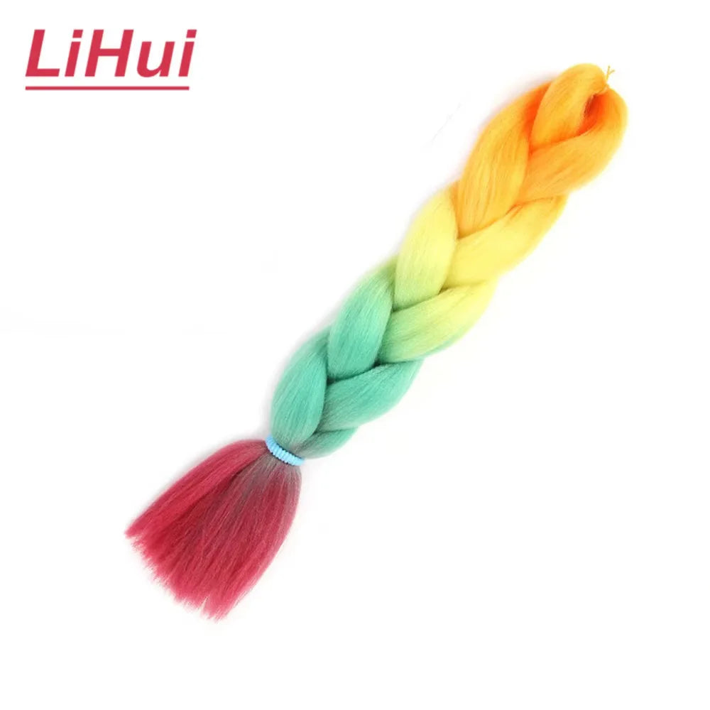 24 Inches Synthetic Braiding Hair Jumbo BraidOmbre Jumbo Hair Extension For Women DIY Hair Braids Purple Pink  Yellow Gray Lihu