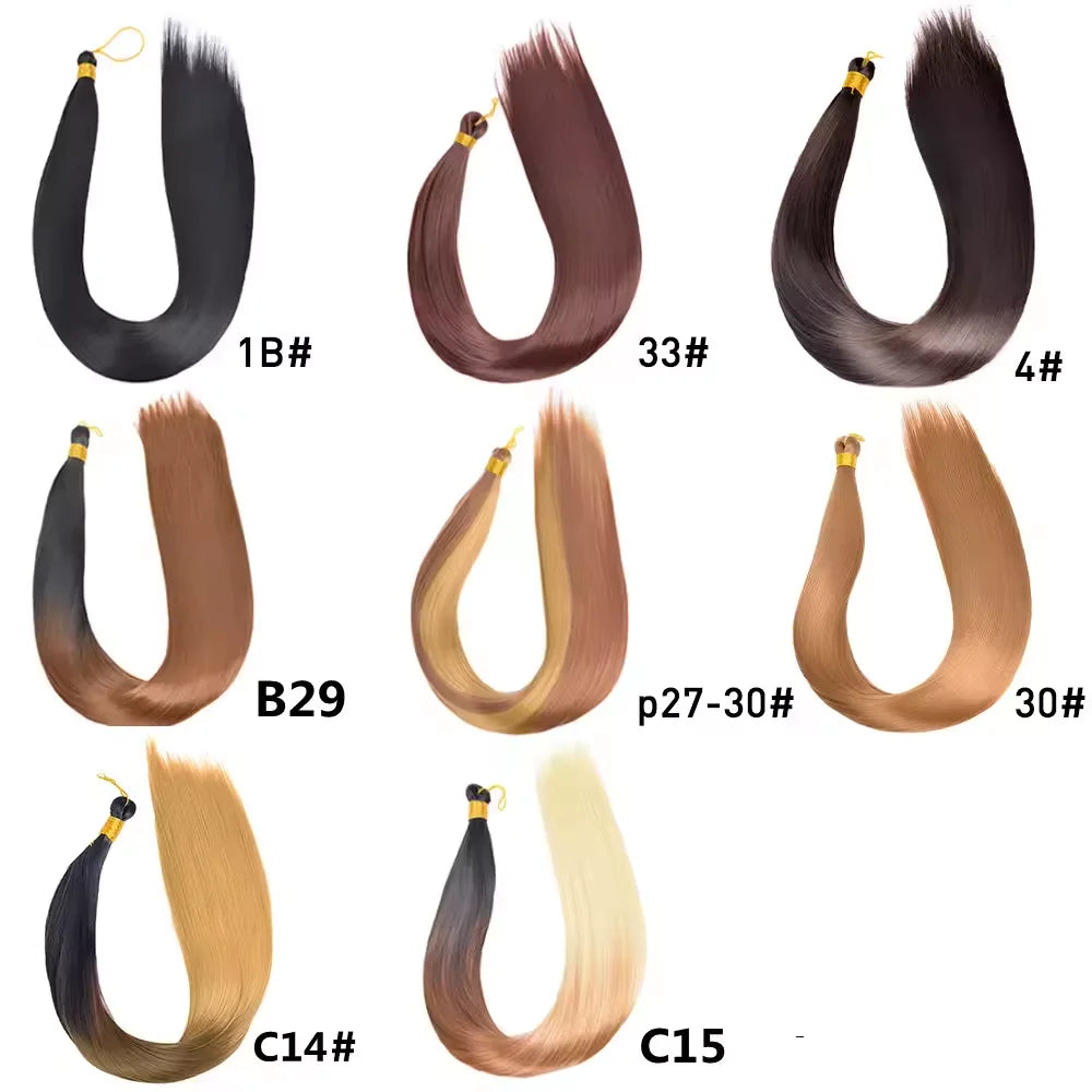 26 Inch Bone Straight Braiding Hair Synthetic Crochet Braids Hair Extensions Silky Pre Stretched Box Braids Hair Ombre Black