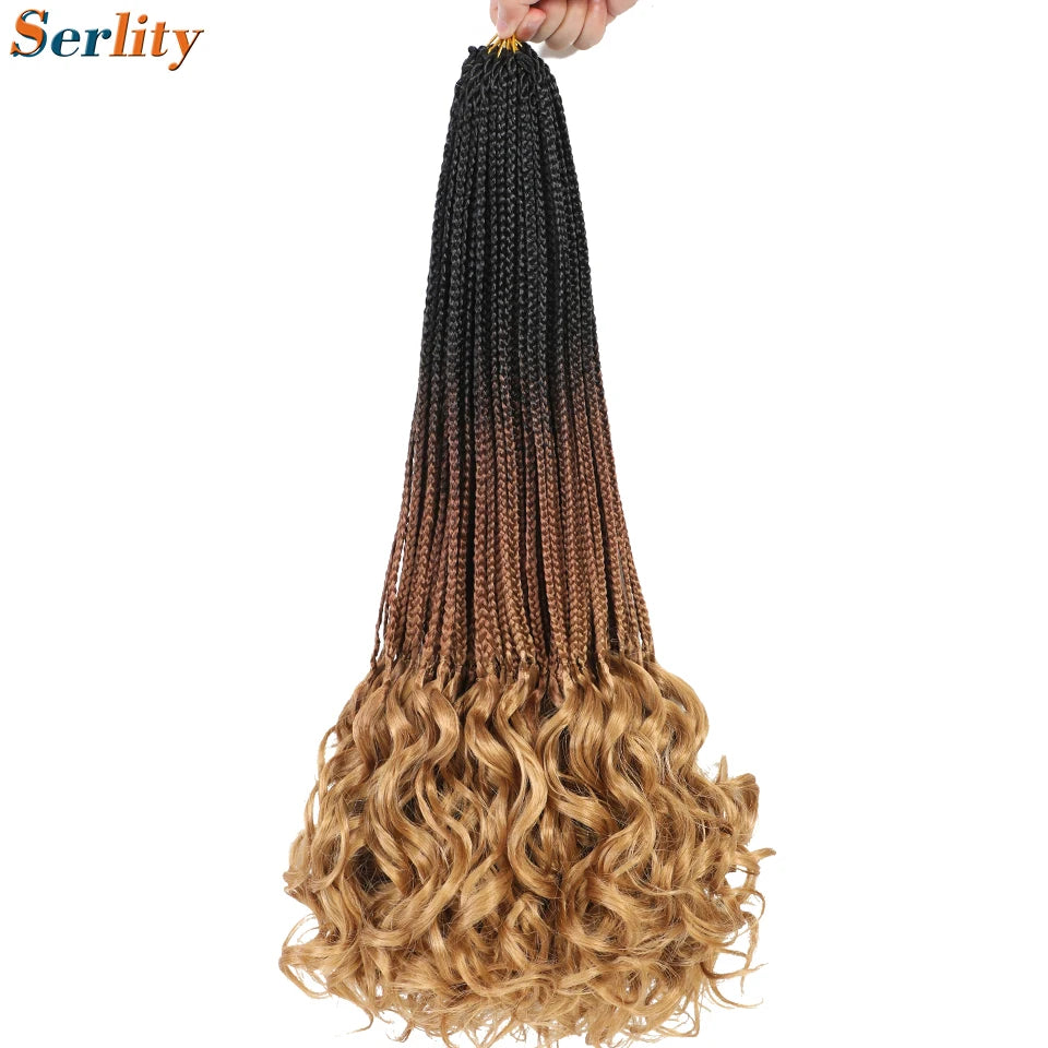 18 24 Inch French Curl Crochet Braids Pre Looped Blonde P27/613 33 Box Braids Crochet Hair Synthetic French Curls Braiding Hair