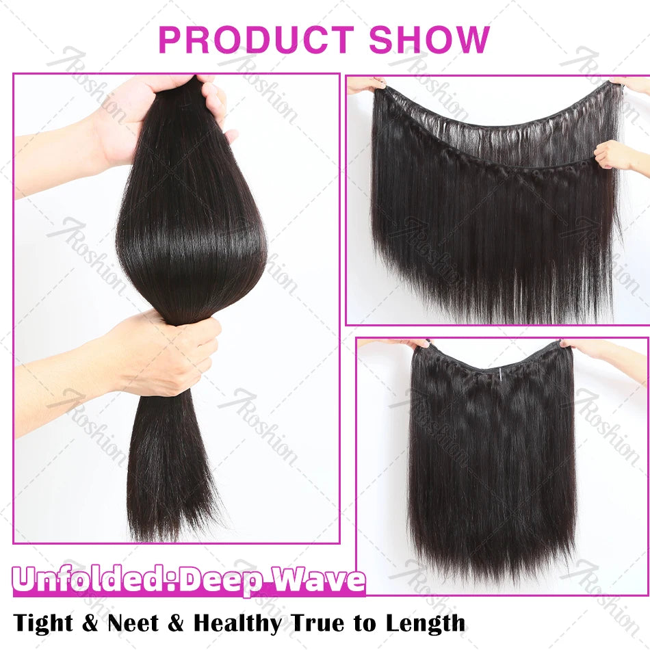 Brazilian 30 34 Inch Raw Virgin Unprocessed Remy Human Hair Extensions Bone Straight  3 4 Bundles Double Weft Bulk Braiding Hair