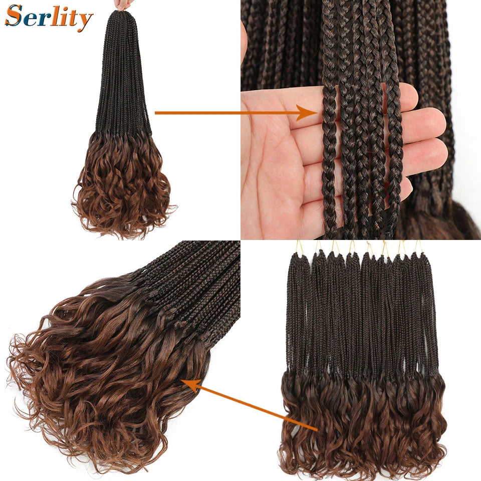 18 24 Inch French Curl Crochet Braids Pre Looped Blonde P27/613 33 Box Braids Crochet Hair Synthetic French Curls Braiding Hair