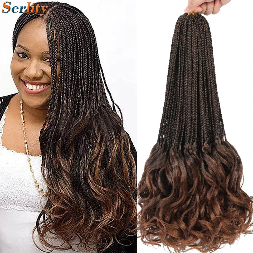 18 24 Inch French Curl Crochet Braids Pre Looped Blonde P27/613 33 Box Braids Crochet Hair Synthetic French Curls Braiding Hair