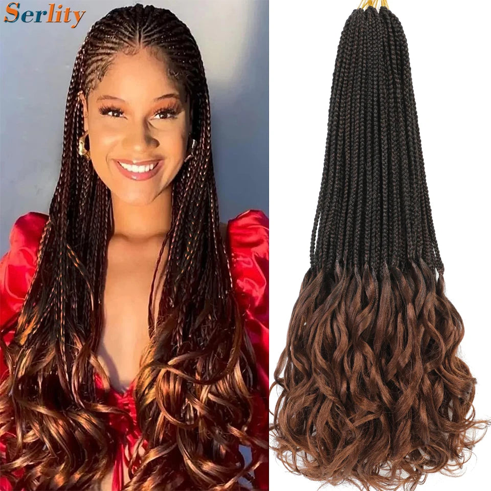 18 24 Inch French Curl Crochet Braids Pre Looped Blonde P27/613 33 Box Braids Crochet Hair Synthetic French Curls Braiding Hair