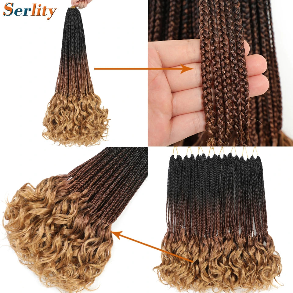 18 24 Inch French Curl Crochet Braids Pre Looped Blonde P27/613 33 Box Braids Crochet Hair Synthetic French Curls Braiding Hair