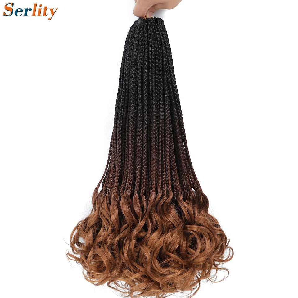 18 24 Inch French Curl Crochet Braids Pre Looped Blonde P27/613 33 Box Braids Crochet Hair Synthetic French Curls Braiding Hair