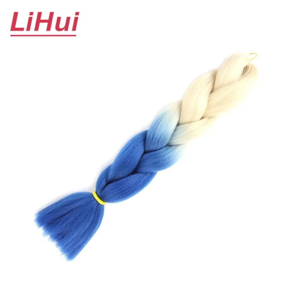 24 Inches Synthetic Braiding Hair Jumbo BraidOmbre Jumbo Hair Extension For Women DIY Hair Braids Purple Pink  Yellow Gray Lihu