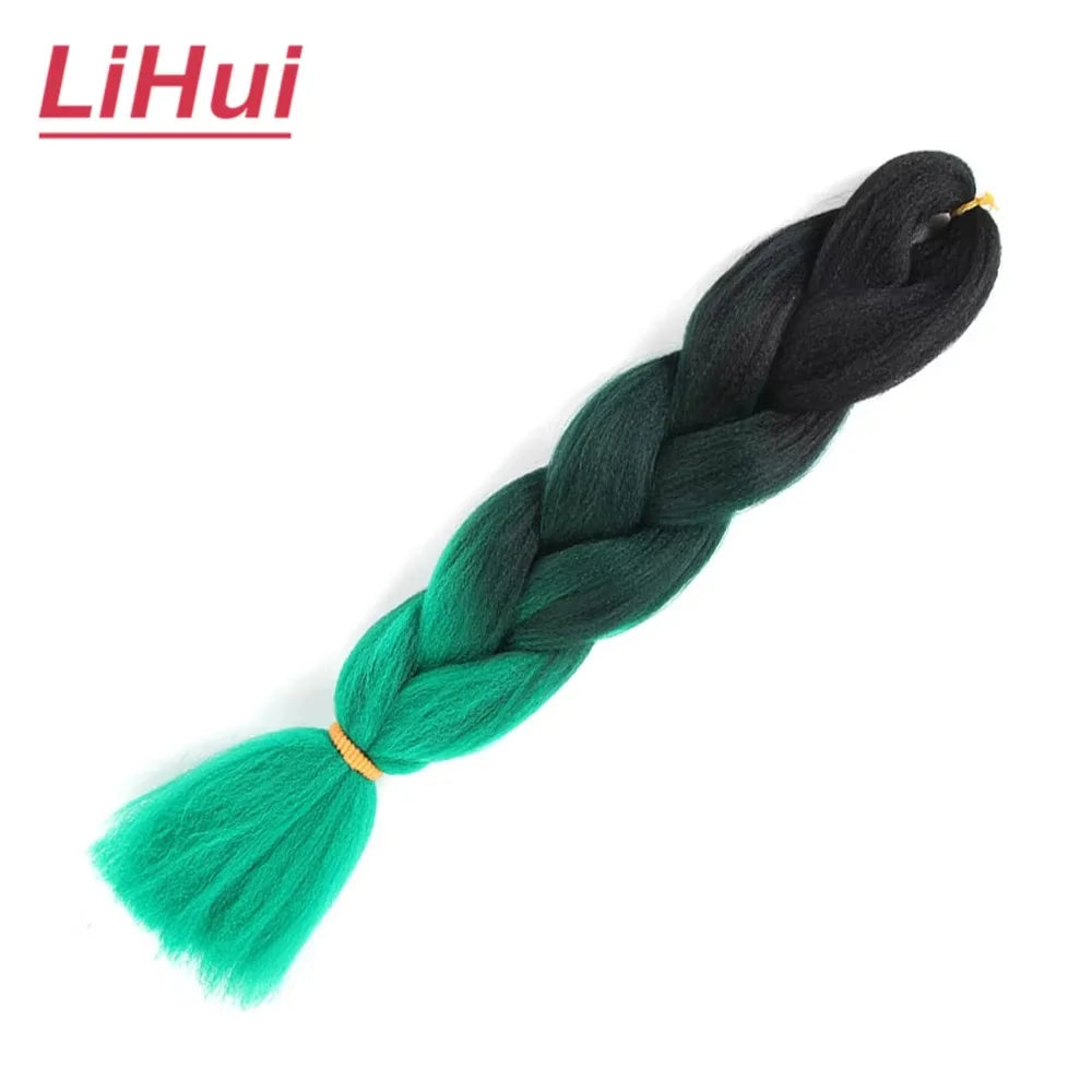 24 Inches Synthetic Braiding Hair Jumbo BraidOmbre Jumbo Hair Extension For Women DIY Hair Braids Purple Pink  Yellow Gray Lihu