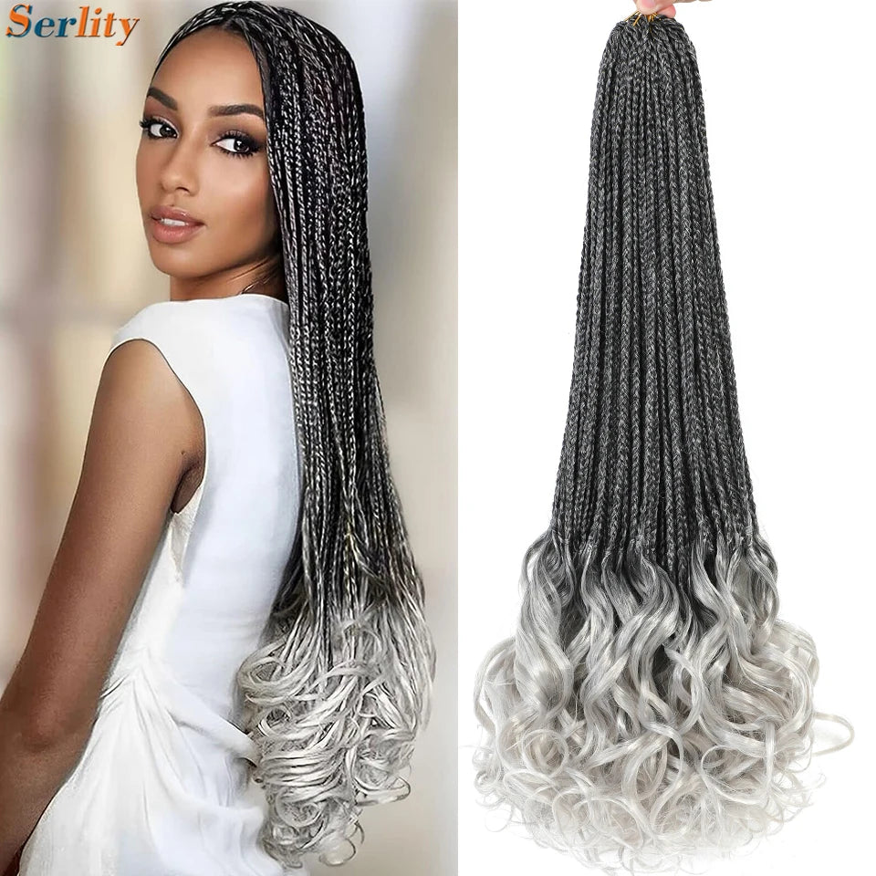 18 24 Inch French Curl Crochet Braids Pre Looped Blonde P27/613 33 Box Braids Crochet Hair Synthetic French Curls Braiding Hair