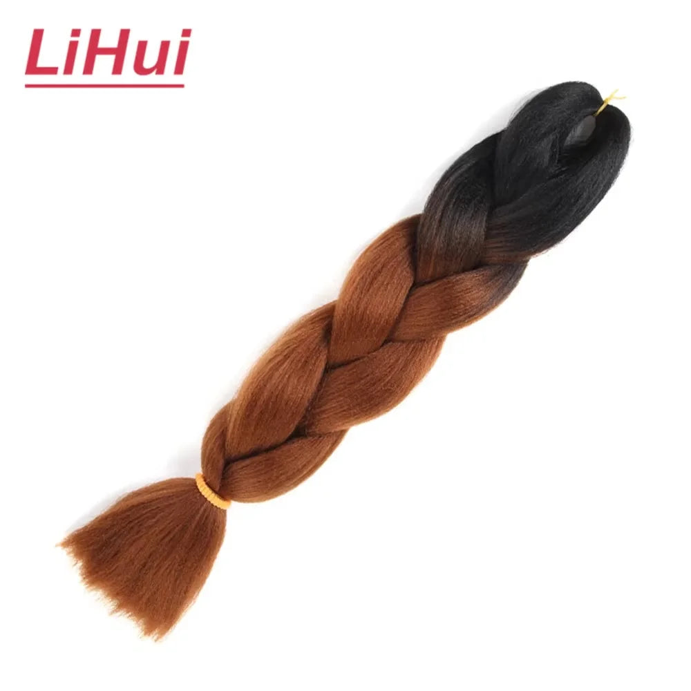 24 Inches Synthetic Braiding Hair Jumbo BraidOmbre Jumbo Hair Extension For Women DIY Hair Braids Purple Pink  Yellow Gray Lihu