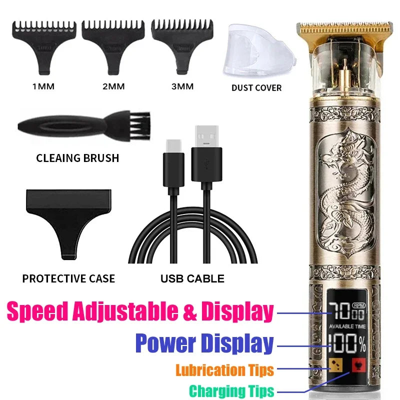 Vintage Hair Clipper Cordless Trimmer portable USB Fast Charging Hair Cutting Machine Electric Shaver Barber Professional Barber