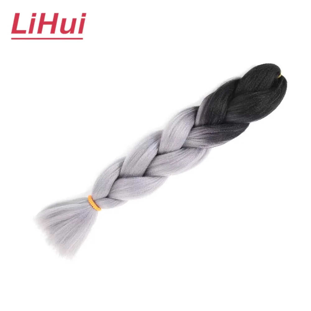 24 Inches Synthetic Braiding Hair Jumbo BraidOmbre Jumbo Hair Extension For Women DIY Hair Braids Purple Pink  Yellow Gray Lihu