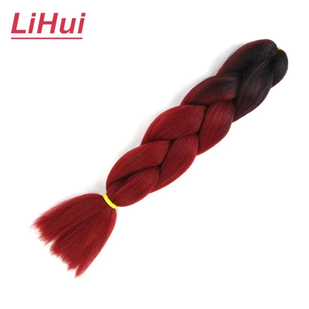 24 Inches Synthetic Braiding Hair Jumbo BraidOmbre Jumbo Hair Extension For Women DIY Hair Braids Purple Pink  Yellow Gray Lihu