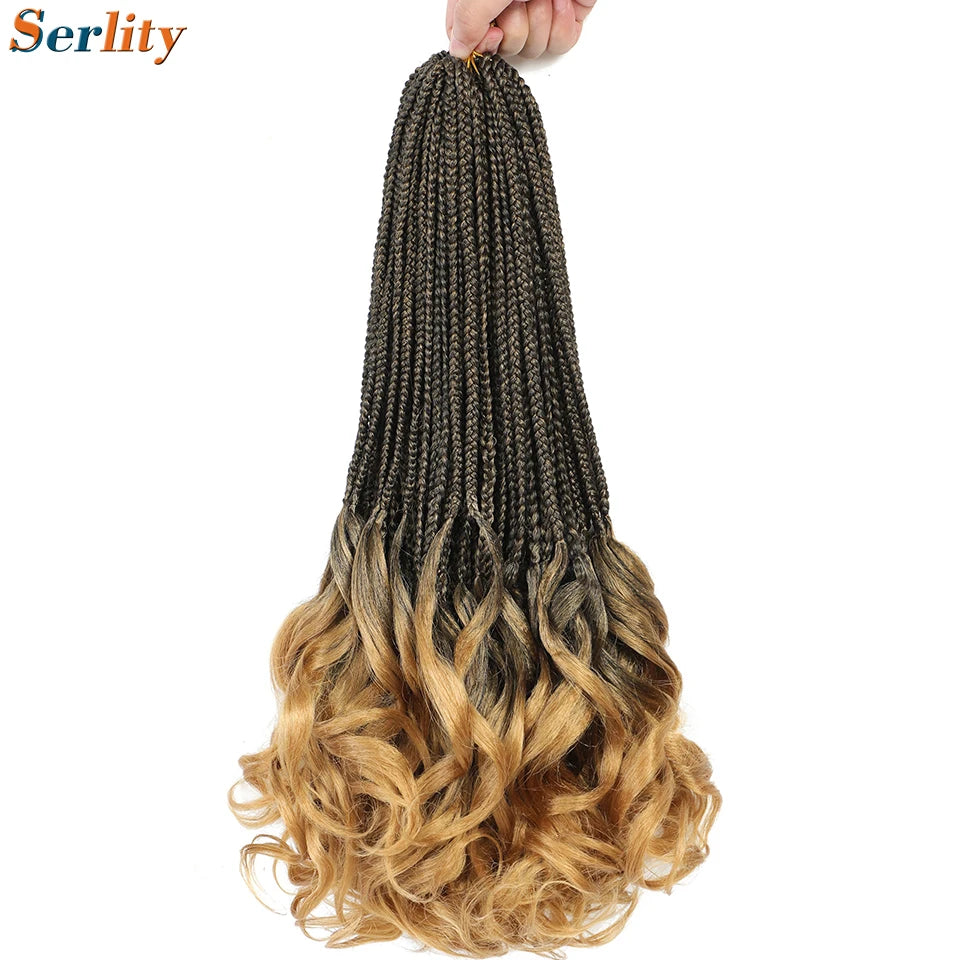 18 24 Inch French Curl Crochet Braids Pre Looped Blonde P27/613 33 Box Braids Crochet Hair Synthetic French Curls Braiding Hair