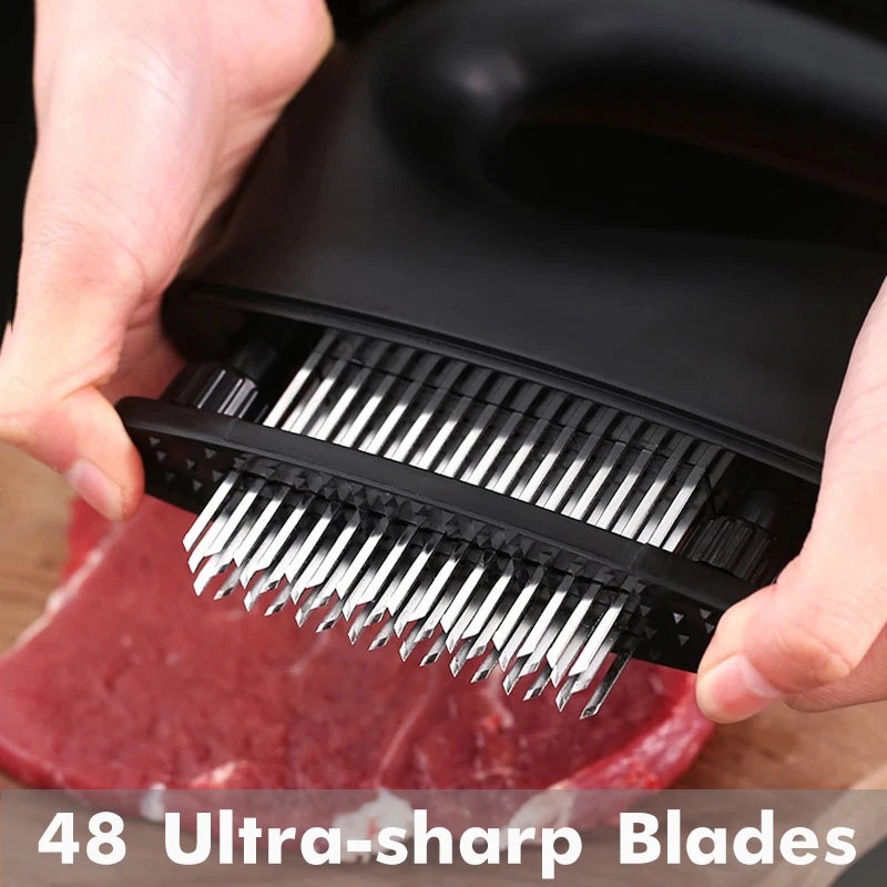 Meat Tenderizer with 48 Ultra Sharp Blades, Tenderizer for Steak, Beef, Fish & Poultry - Easy to Use & Clean