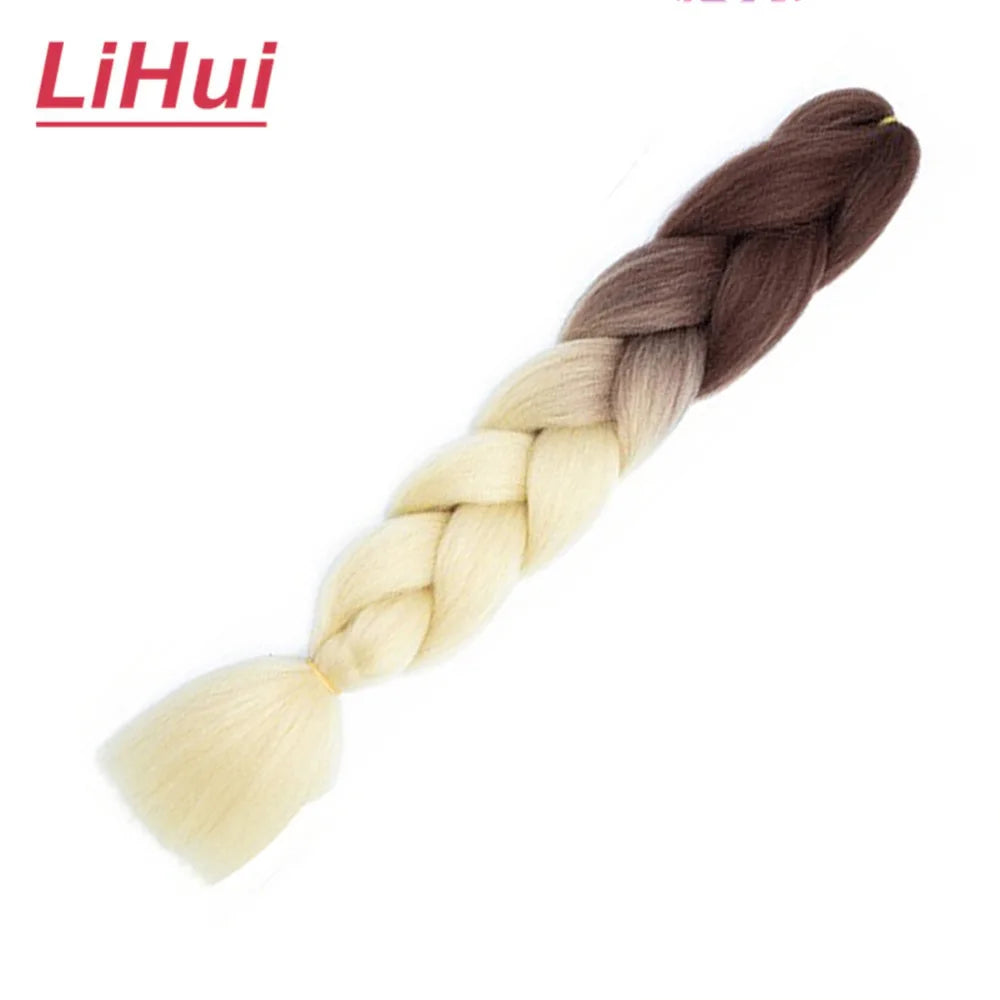 24 Inches Synthetic Braiding Hair Jumbo BraidOmbre Jumbo Hair Extension For Women DIY Hair Braids Purple Pink  Yellow Gray Lihu