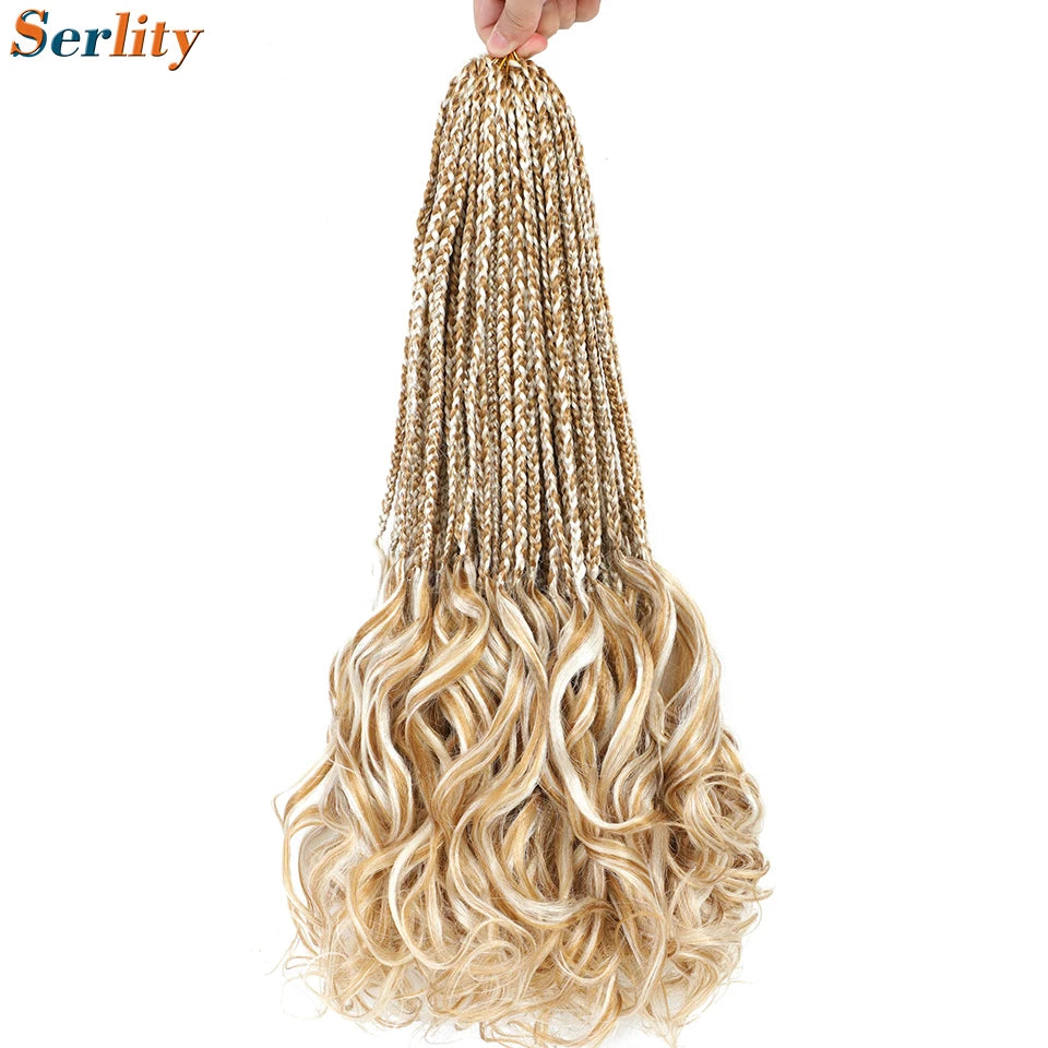 18 24 Inch French Curl Crochet Braids Pre Looped Blonde P27/613 33 Box Braids Crochet Hair Synthetic French Curls Braiding Hair