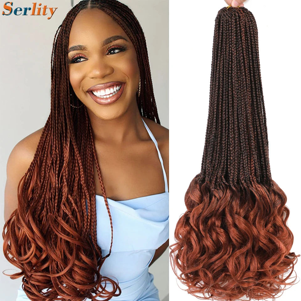 18 24 Inch French Curl Crochet Braids Pre Looped Blonde P27/613 33 Box Braids Crochet Hair Synthetic French Curls Braiding Hair