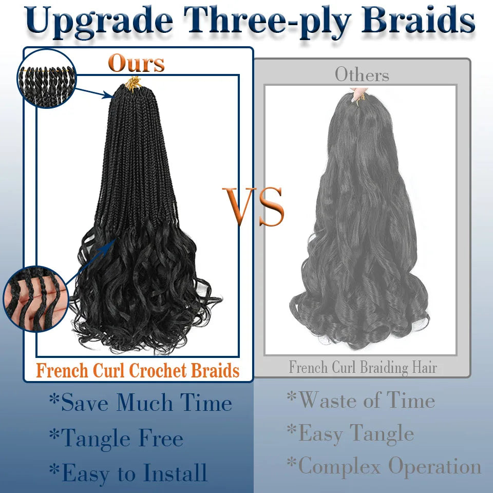 18 24 Inch French Curl Crochet Braids Pre Looped Blonde P27/613 33 Box Braids Crochet Hair Synthetic French Curls Braiding Hair
